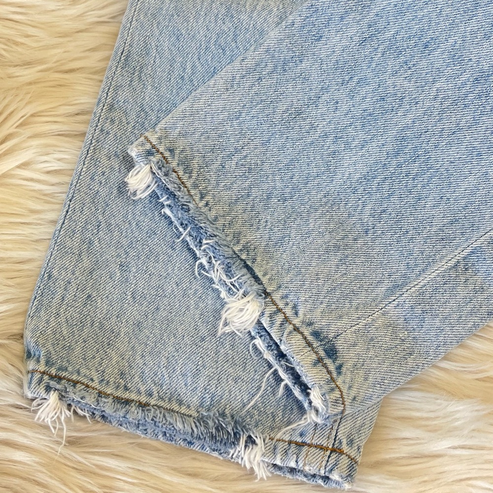 Agolde Riley High Rise Straight Crop jeans light blue distressed size 27 - Picture 9 of 12